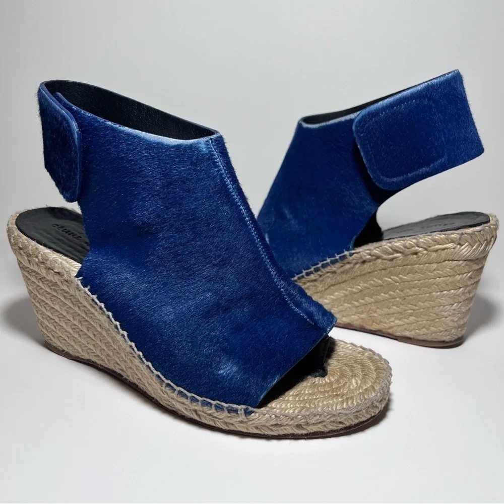 Celine Pony Hair Espadrille Wedge Sandals